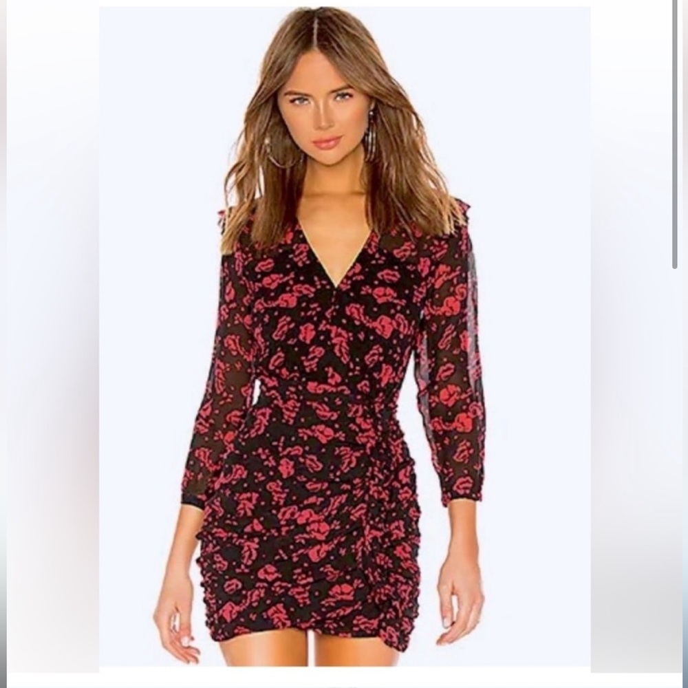 All Saints black ruffle Harlow Eira floral mini dress